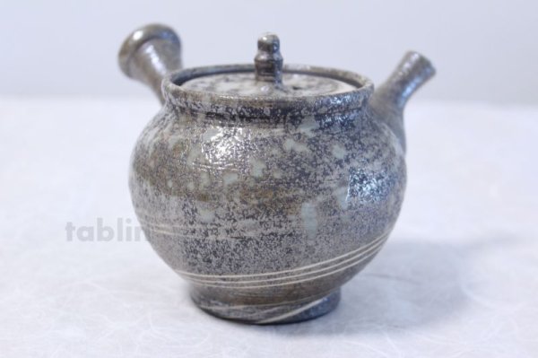 Photo1: Shigaraki pottery Japanese tea pot kyusu Nerikomi pottery tea strainer 400ml