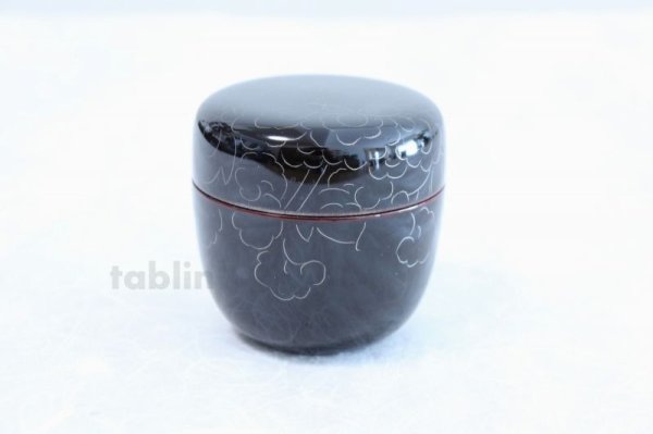 Photo3: Tea Caddy Japanese Natsume Echizen Urushi lacquer Matcha container peony pattern