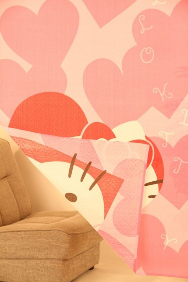 Photo2: Noren CSMO Japanese door curtain Lovely Kitty pink 85 x 150cm