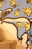 Photo2: Noren CSMO Japanese door curtain Snoopy & Woodstock aqua 85 x 150cm (2)