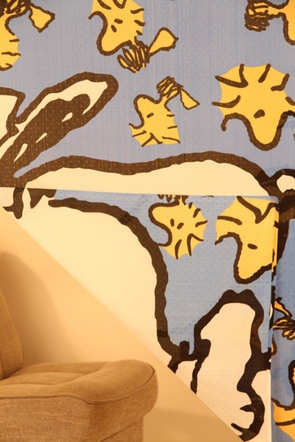 Photo2: Noren CSMO Japanese door curtain Snoopy & Woodstock aqua 85 x 150cm