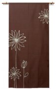 Photo1: Noren CSMO Japanese door curtain Line Flower brown 85 x 170cm (1)