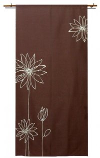 Noren CSMO Japanese door curtain Line Flower brown 85 x 170cm