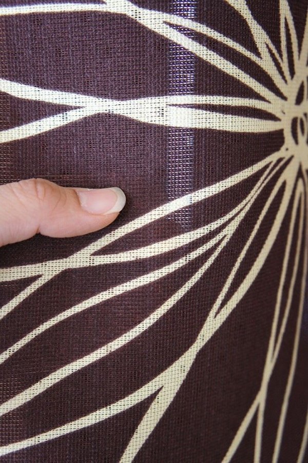 Photo3: Noren CSMO Japanese door curtain Line Flower brown 85 x 170cm