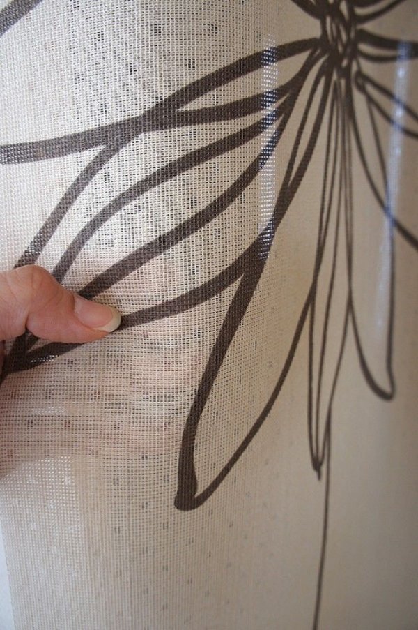 Photo2: Noren CSMO Japanese door curtain Line Flower beige 85 x 170cm