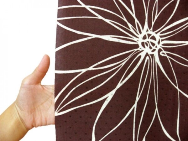 Photo2: Noren CSMO Japanese door curtain Line Flower brown 85 x 170cm