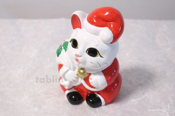 Photo3: Japanese Lucky Cat Tokoname ware YT Porcelain Maneki Neko Santa Claus H19cm