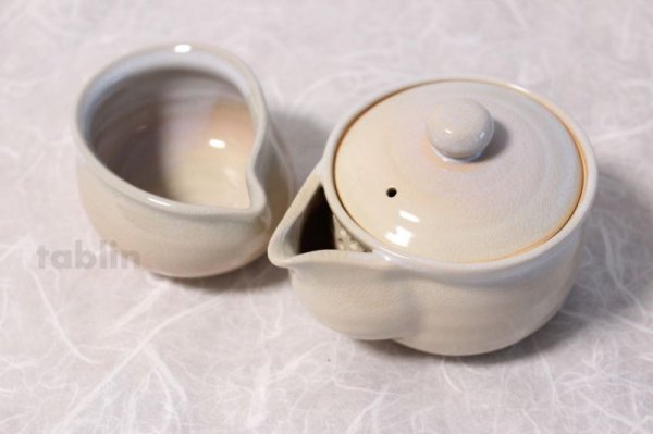 Photo5: Japanese tea set pot cups yusamashi Houhin himedo pottery tea strainer 200ml