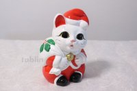 Japanese Lucky Cat Tokoname ware YT Porcelain Maneki Neko Santa Claus H19cm