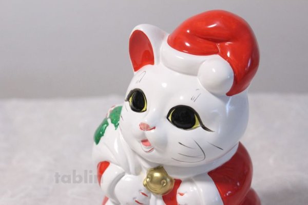 Photo2: Japanese Lucky Cat Tokoname ware YT Porcelain Maneki Neko Santa Claus H19cm
