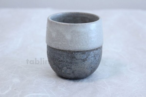 Photo2: Shigaraki pottery Japanese tea cups kamahen hai monotone yunomi set of 2