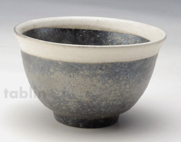 Photo1: Shigaraki pottery Japanese soup noodle serving bowl black ginsai D135mm