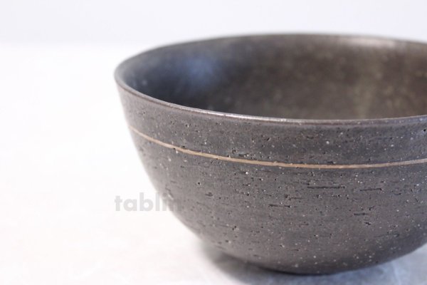 Photo3: Shigaraki pottery Japanese soup noodle serving bowl black sai D150mm