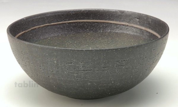 Photo3: Shigaraki pottery Japanese soup noodle serving bowl black sai D200mm
