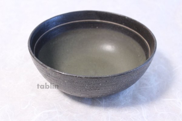 Photo2: Shigaraki pottery Japanese soup noodle serving bowl black sai D200mm