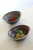 Photo8: Shigaraki pottery Japanese soup noodle serving bowl Ginsai hira line D160mm