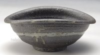 Shigaraki pottery Japanese soup noodle serving bowl black sen D165mm