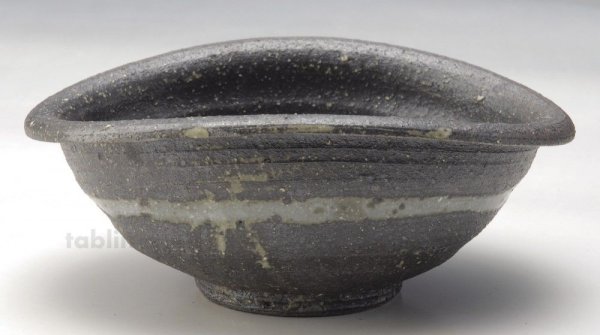 Photo1: Shigaraki pottery Japanese soup noodle serving bowl black sen D165mm