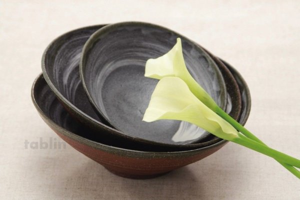 Photo5: Shigaraki pottery Japanese soup noodle serving bowl akane tawami D200mm