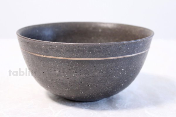 Photo1: Shigaraki pottery Japanese soup noodle serving bowl black sai D150mm