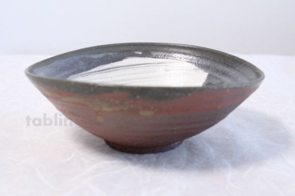 Photo3: Shigaraki pottery Japanese soup noodle serving bowl akane tawami D200mm