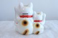Photo3: Japanese Lucky Cat Tokoname yaki ware Porcelain Maneki Neko three 10.2 inch (3)