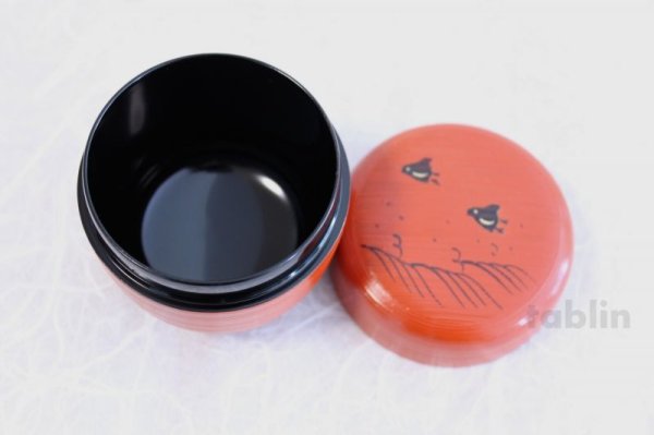 Photo3: Tea Caddy Japanese Natsume Echizen Urushi lacquer Matcha container hakeme bird