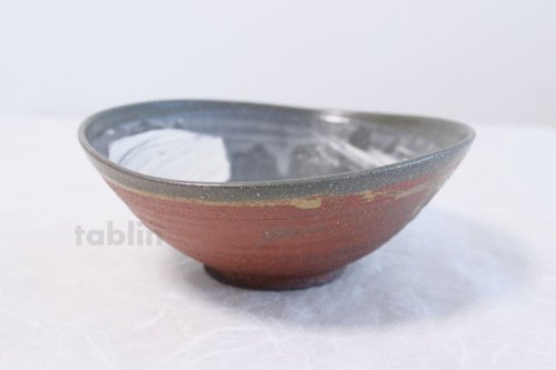 Other Images1: Shigaraki pottery Japanese soup noodle serving bowl akane tawami D200mm