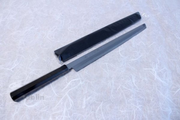 Photo3: SAKAI TAKAYUKI Japanese knife Byakko Yasuki White-1 steel Sakimaru Takohiki (Sashimi)