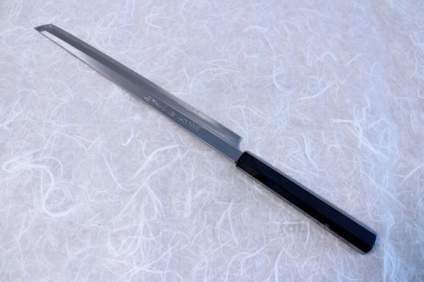 Photo4: SAKAI TAKAYUKI Japanese knife Byakko Yasuki White-1 steel Sakimaru Takohiki (Sashimi)