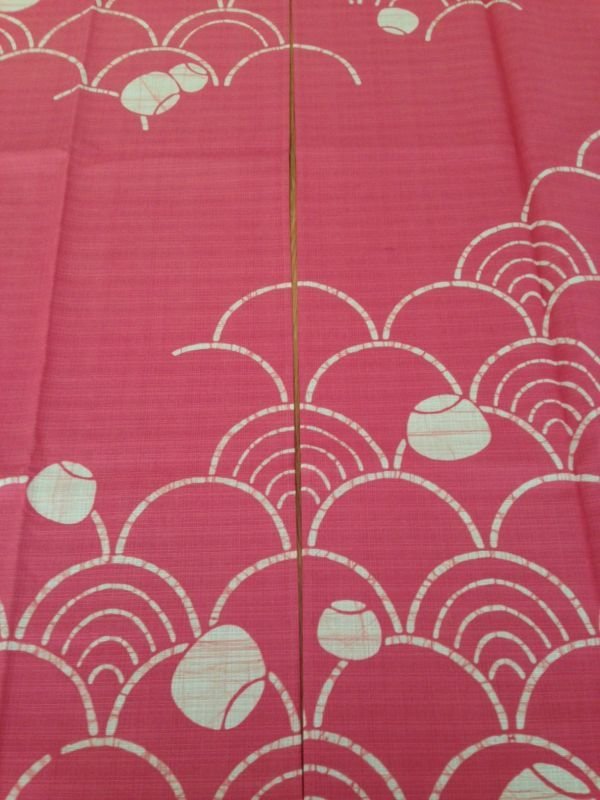 Photo4: Kyoto Noren SB Japanese batik door curtain Nami Wave rose 85cm x 150cm