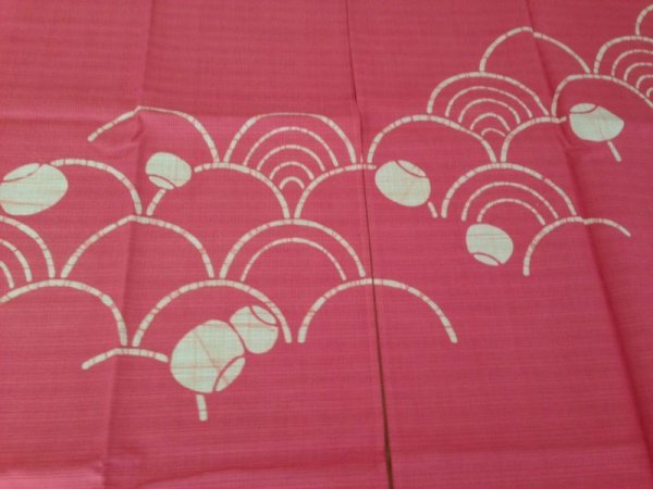 Photo4: Kyoto Noren SB Japanese batik door curtain Nami Wave rose 85cm x 90cm