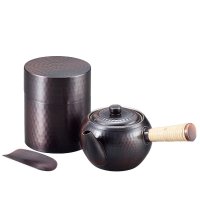 Japanese Copper tea pot 345ml & tea caddy 200ml 