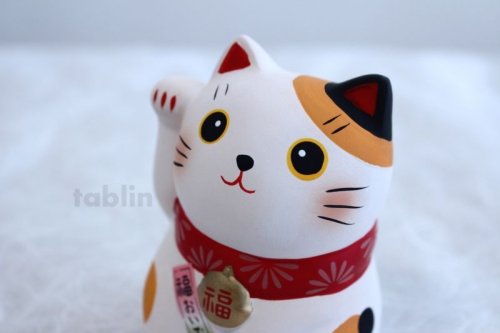 Other Images2: Japanese Lucky Cat Tokoname yaki ware Porcelain Maneki Neko fukuoide 3.5inch