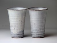 Hagi pottery sake tumbler high kinugumo white 240ml set of 2