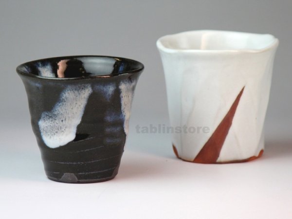Photo1: Hagi pottery sake tumbler nisai Tohru Funasaki 190ml set of 2