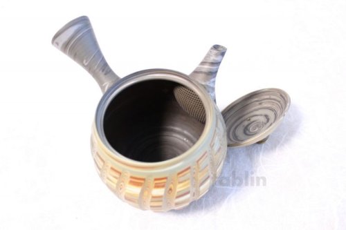 Other Images1: Tokoname ware Japanese tea pot kyusu ceramic strainer YT Kenji tate naga 360ml