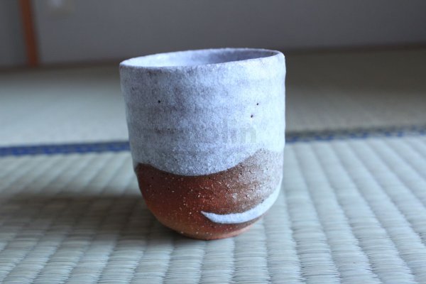 Photo3: Shigaraki pottery Japanese tea cups tansetsu white glaze yunomi set of 2