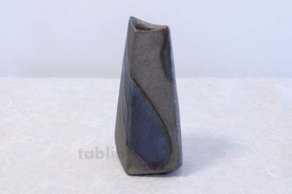 Photo3: Shigaraki pottery Japanese vase Rin kamahen with wood box H 16cm