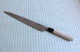 Photo2: SAKAI TAKAYUKI Japanese knife Tokujou Yasuki white-2 steel sashimi, Fugu, Takohiki (2)