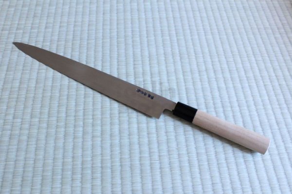 Photo2: SAKAI TAKAYUKI Japanese knife Tokujou Yasuki white-2 steel sashimi, Fugu, Takohiki