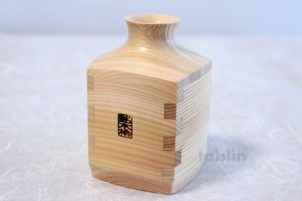 Photo3: Takumi Kaku Japanese wooden Sake bottle & cups hinoki cypress set of 4 Gift