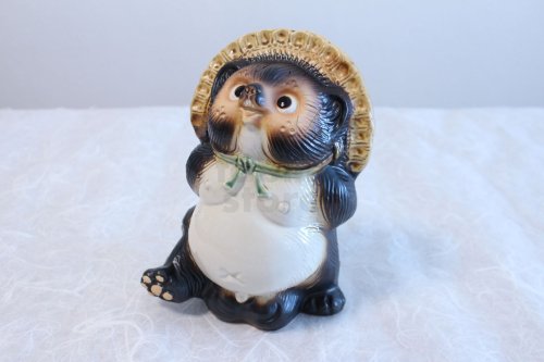 Other Images1: Shigaraki pottery Japanese Tanuki Cute Raccoon Dog look up H220mm