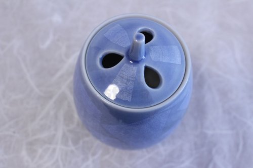 Other Images2: Kutani Porcelain Japanese incense burner Ginsai yon blue H12cm