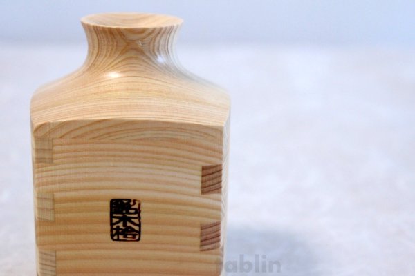 Photo5: Takumi Kaku Japanese wooden Sake bottle & cups hinoki cypress set of 4 Gift