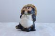 Photo1: Shigaraki pottery Japanese Tanuki Cute Raccoon Dog look up H220mm (1)