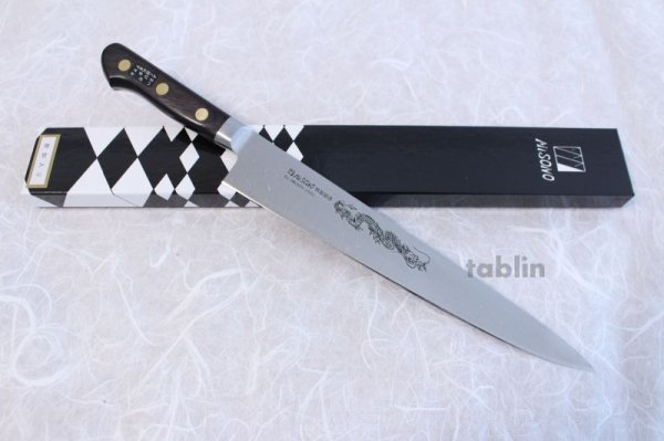 Photo4: Misono Sweeden Carbon Steel Japanese Knife DRAGON ENGRAVING Sujihiki slicer