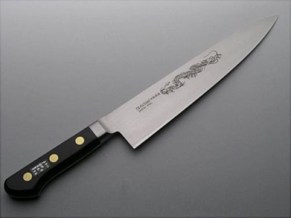Photo7: Misono Sweeden Carbon Steel Japanese Knife DRAGON FLOWER ENGRAVING Gyuto chef