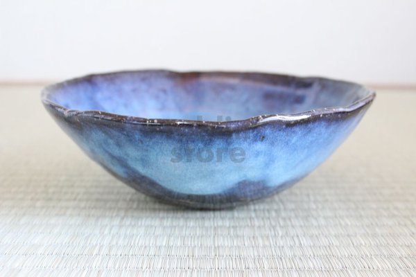 Photo1: Hagi ware Japanese Serving bowl Blue hagi Yuragi W215mm