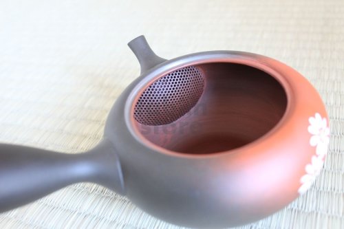 Other Images1: Tokoname Japanese tea pot kyusu YT black yohen folwer Shoryu 270ml